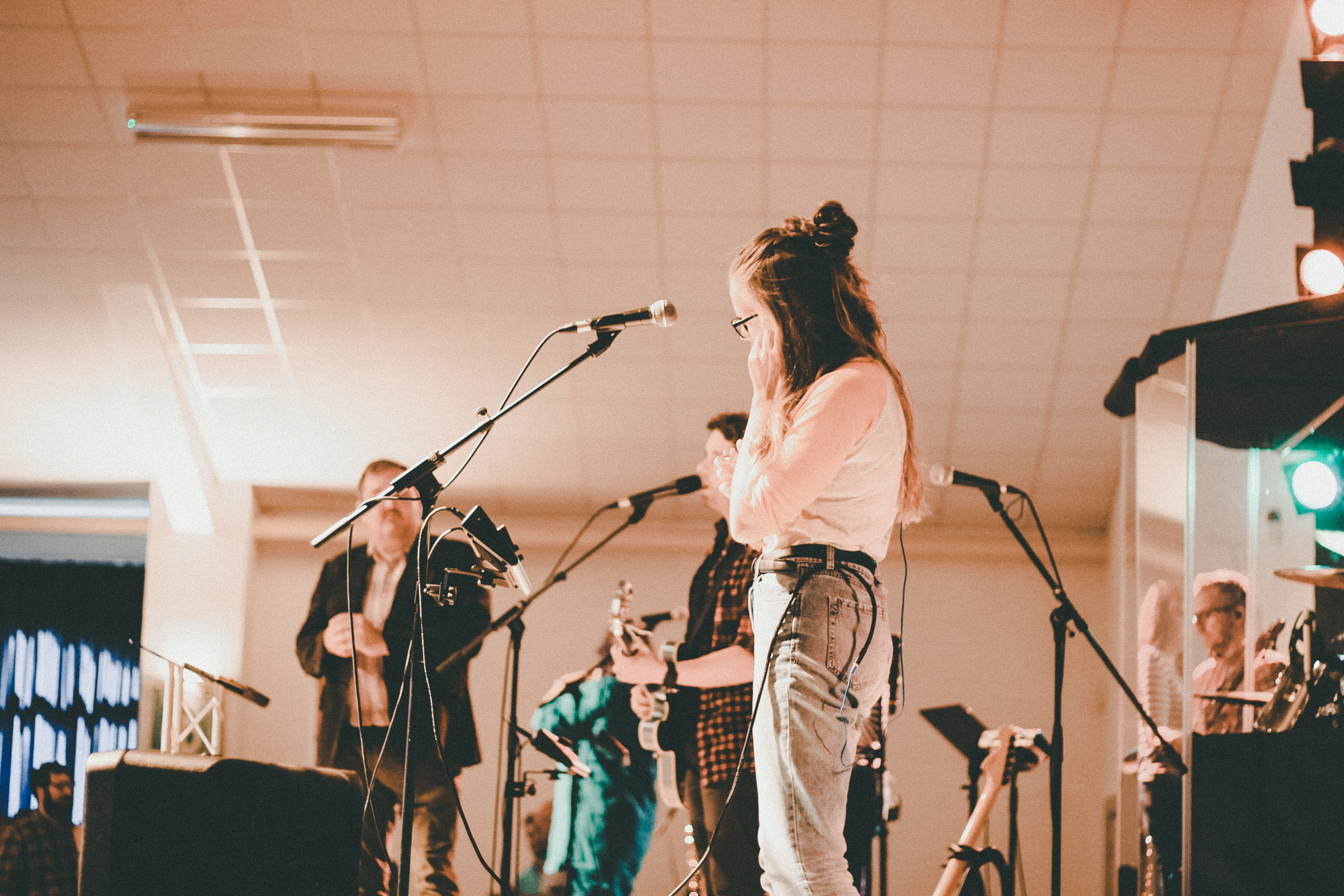Church 9-9-18 Worship team on stage photo